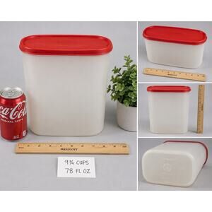 Tupperware Refrigerator Keeper 9.75 Cup Storage Container Red Lid Vintage